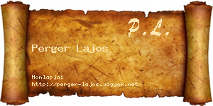 Perger Lajos névjegykártya